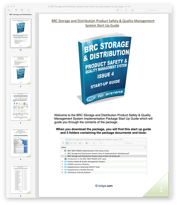 BRC Storage & Distribution Issue 4 Start Up Guide Example